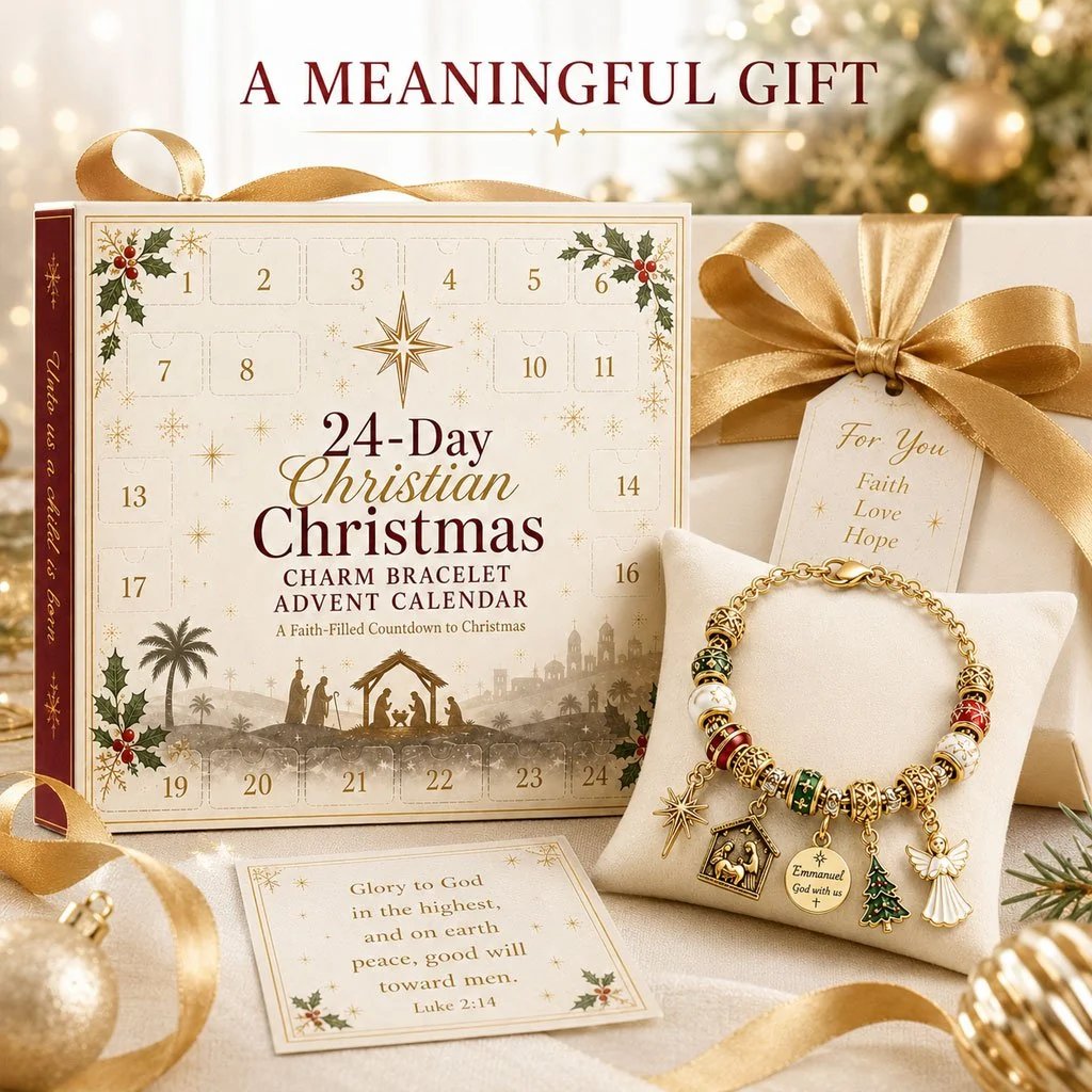 Christian charm bracelet Advent calendar arranged as a meaningful Christmas gift