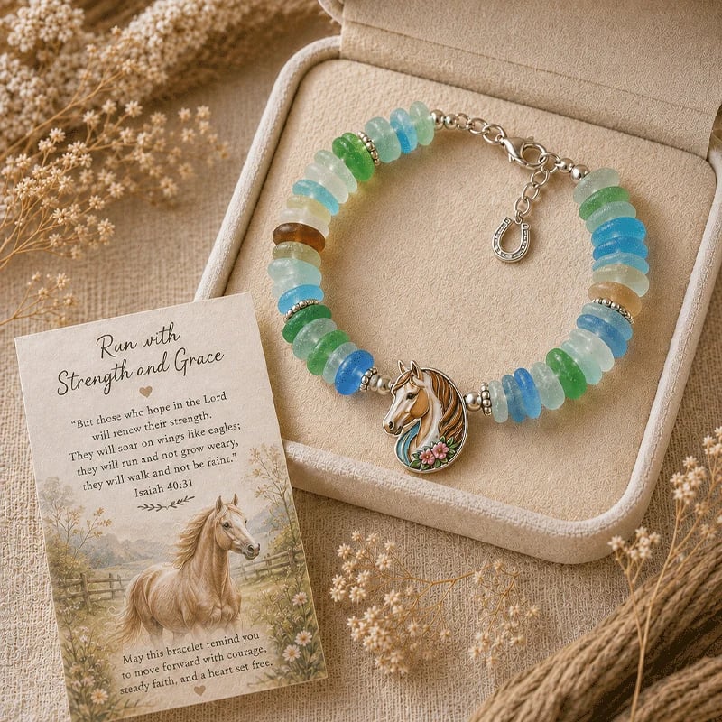 Horse Sea Glass Blessing Bracelet