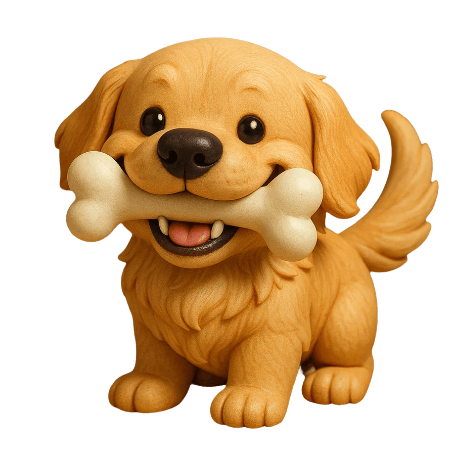 Golden Retriever with a favorite bone