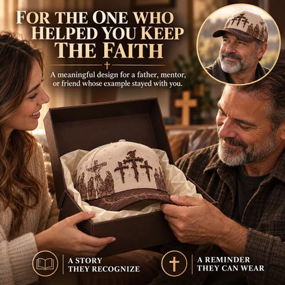 ✝️ Viacrucis Faith-inspired Cap | Raised Crosses • Way Of The Cross Artwork