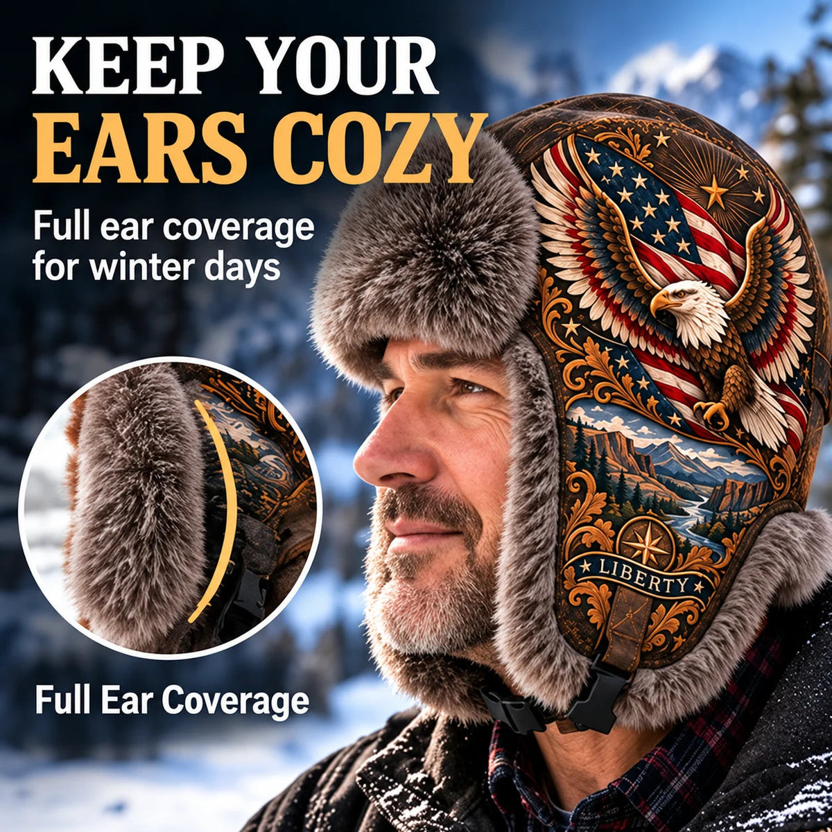 ⏳ Last Day 49% OFF – 🦅'Wings of Freedom' Winter Ear-Flap Hat with Plush Lining❄️
