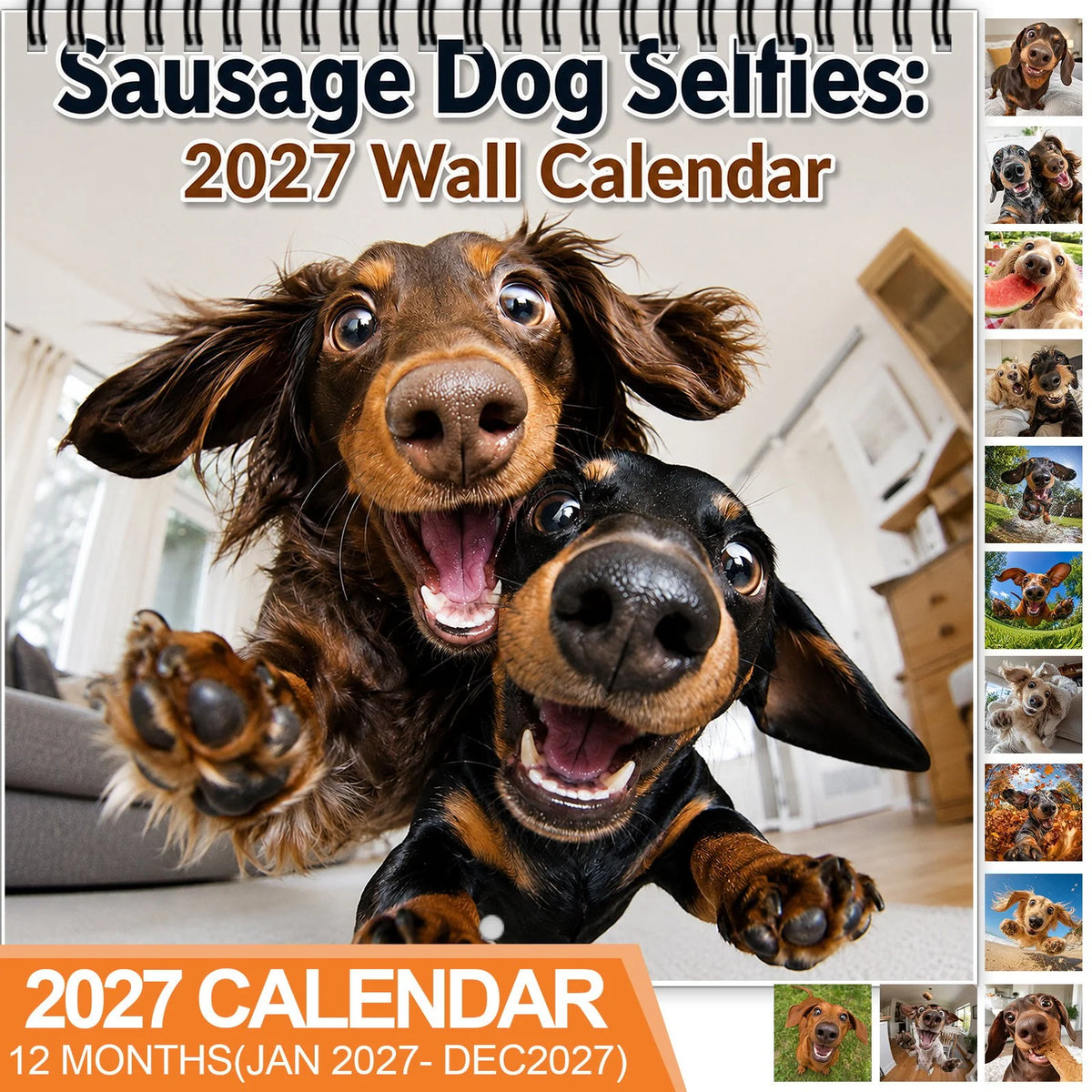 🌭🐶 2027 Sausage Dog Selfies Wall Calendar