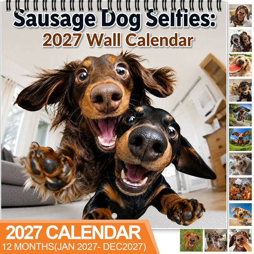 🌭🐶 2027 Sausage Dog Selfies Wall Calendar
