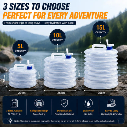 Foldable Camping Water Container – 5L/10L/15L Portable Water Bucket