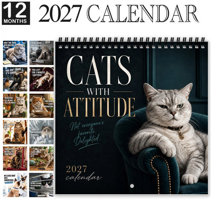 Cats With Attitude 2027 Wall Calendar