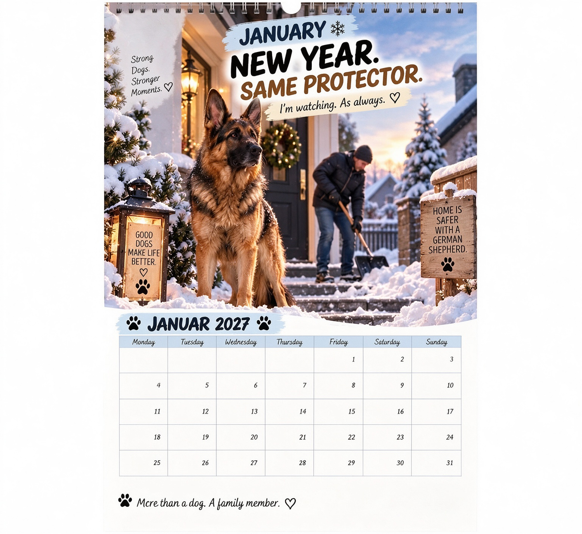 🐾🐕German Shepherd Calendar 2027 – Funny 12-Month Wall Calendar for German Shepherd Lovers & Dog Owners