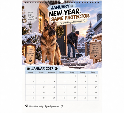 🐾🐕German Shepherd Calendar 2027 – Funny 12-Month Wall Calendar for German Shepherd Lovers & Dog Owners