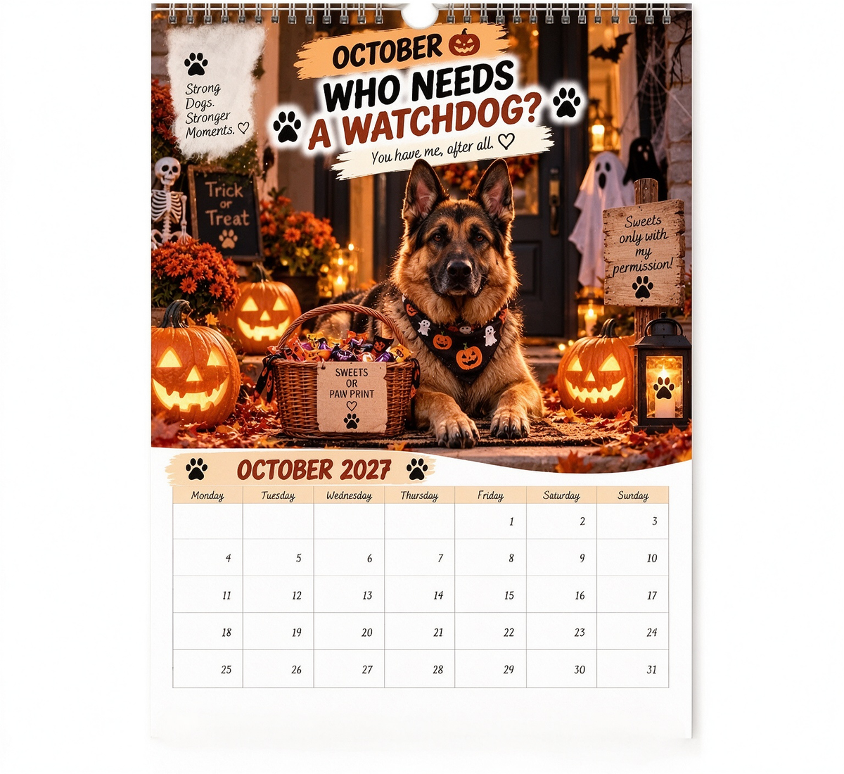 🐾🐕German Shepherd Calendar 2027 – Funny 12-Month Wall Calendar for German Shepherd Lovers & Dog Owners