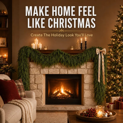 🎄 Real-Touch Cedar Garland – Lush Christmas Greenery