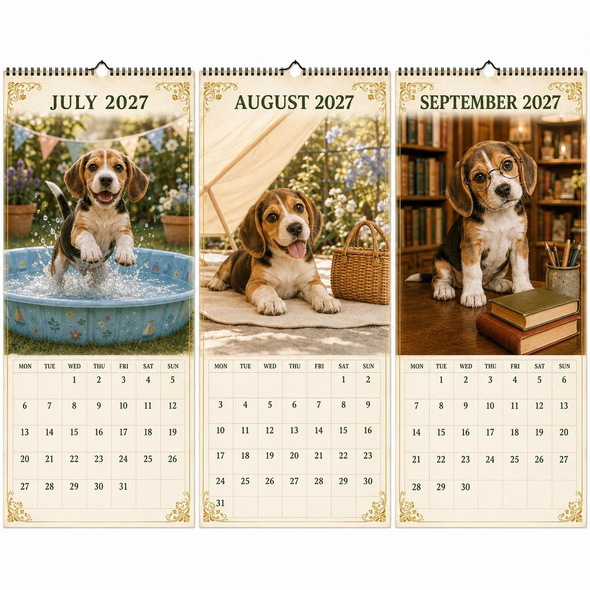 2027 Funny Beagle Wall Calendar | A4 Hanging Calendar