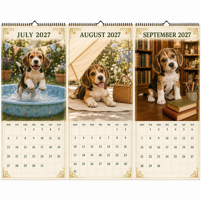2027 Funny Beagle Wall Calendar | A4 Hanging Calendar