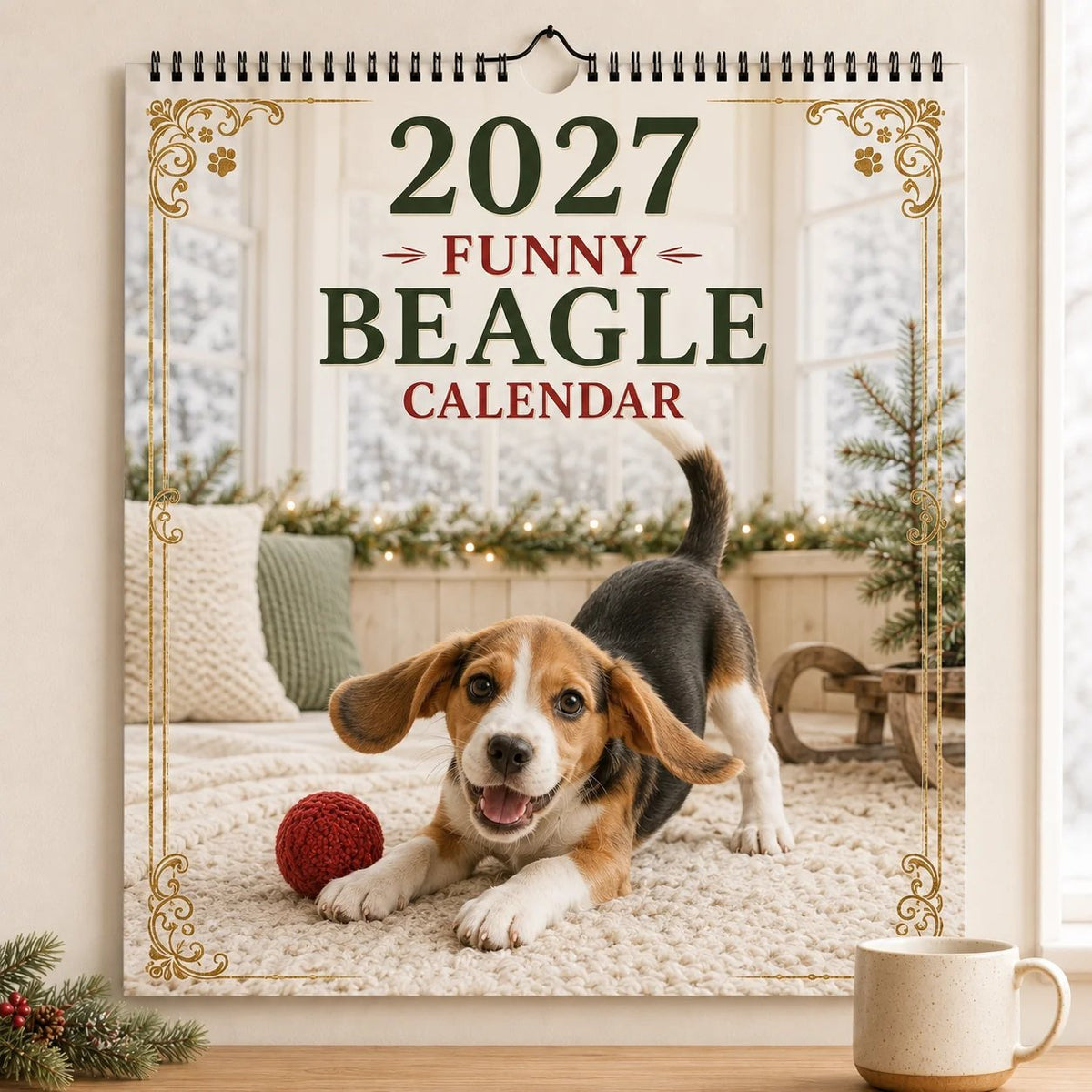 2027 Funny Beagle Wall Calendar | A4 Hanging Calendar