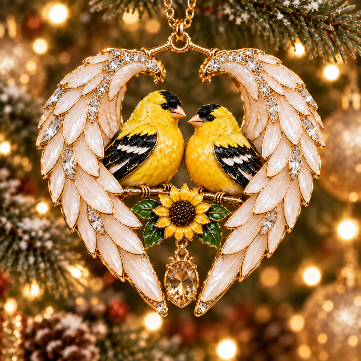❤️🐦2026 Angel Wing Heart Christmas Ornaments