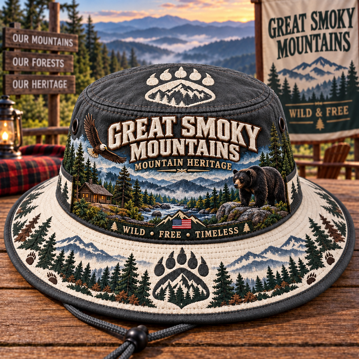 🐻🌲 Great Smoky Mountains Heritage Boonie Hat — Wild, Free & Timeless