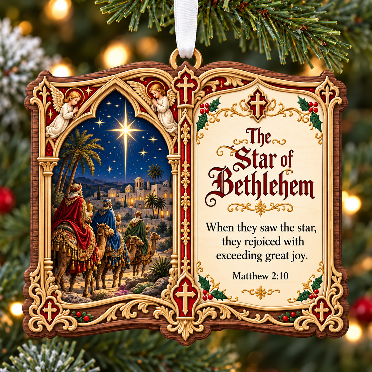 👼✝️Christian Christmas Bible Verse Book Ornament – Nativity Scripture Keepsake