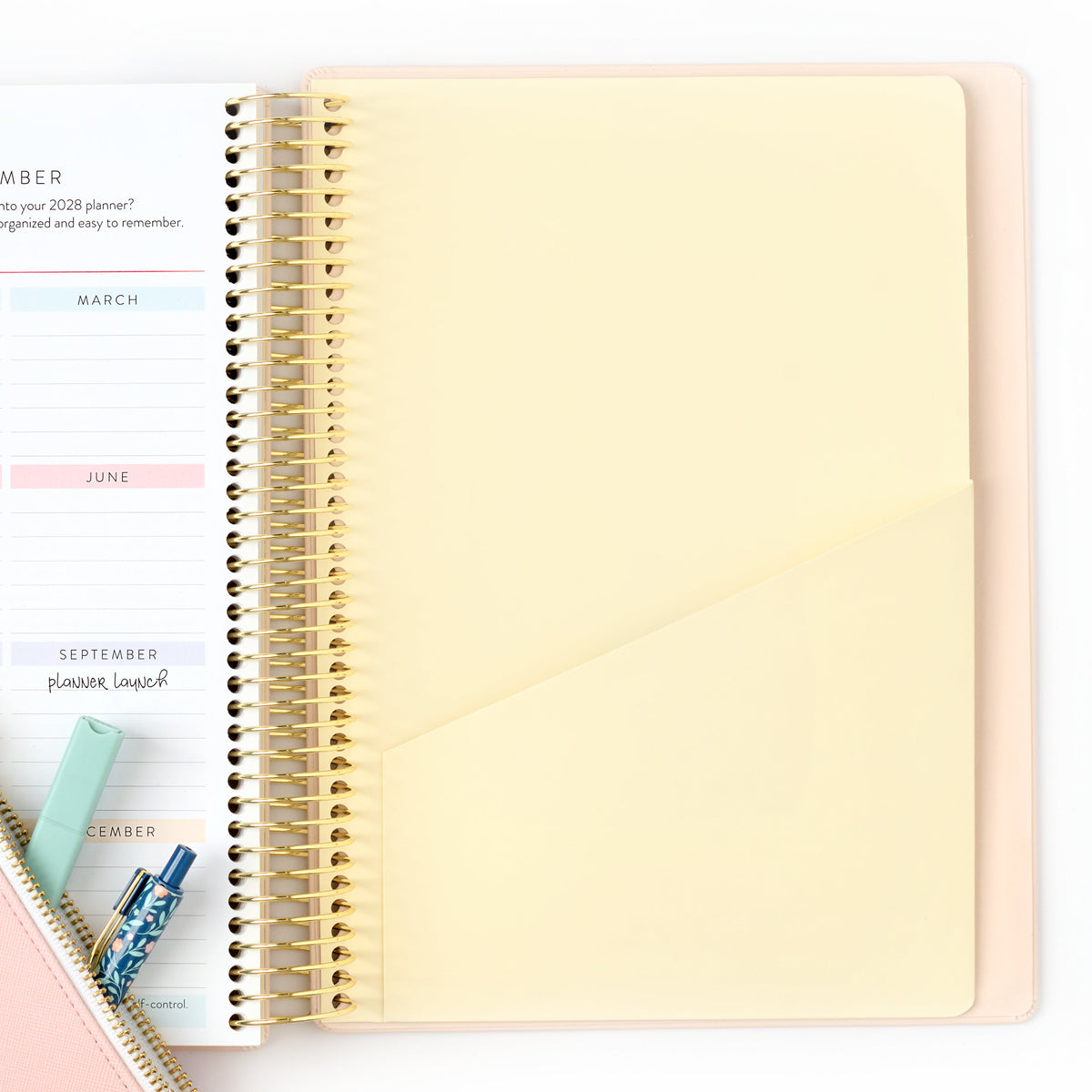 2027 blush home planner back pocket folder