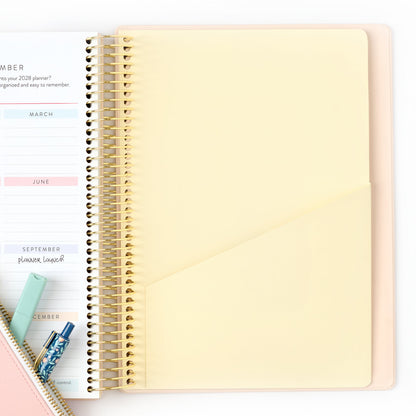 2027 blush home planner back pocket folder