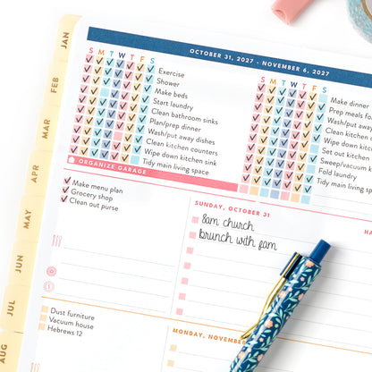 2027 blush home planner checklists close up