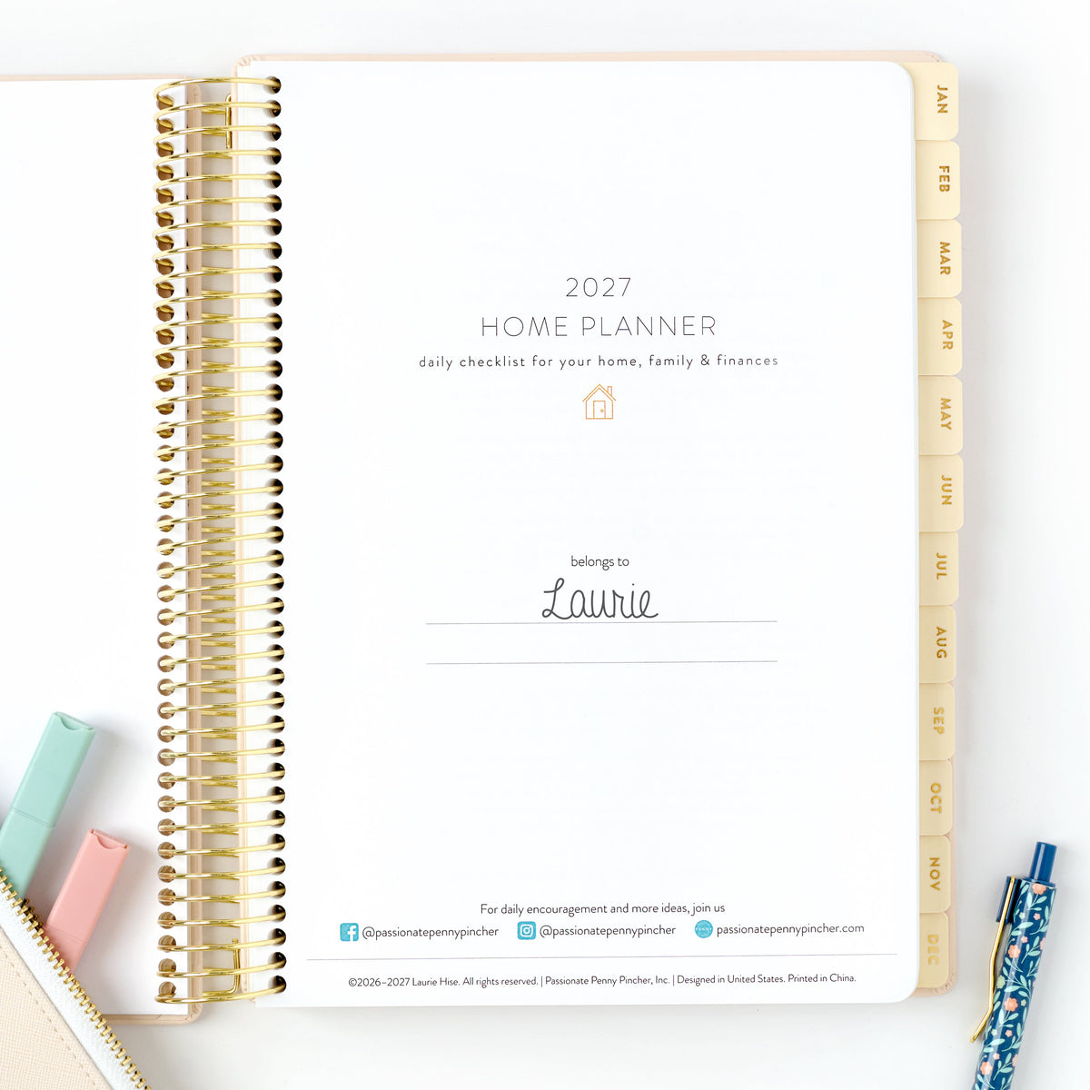 2027 blush home planner belongs to page