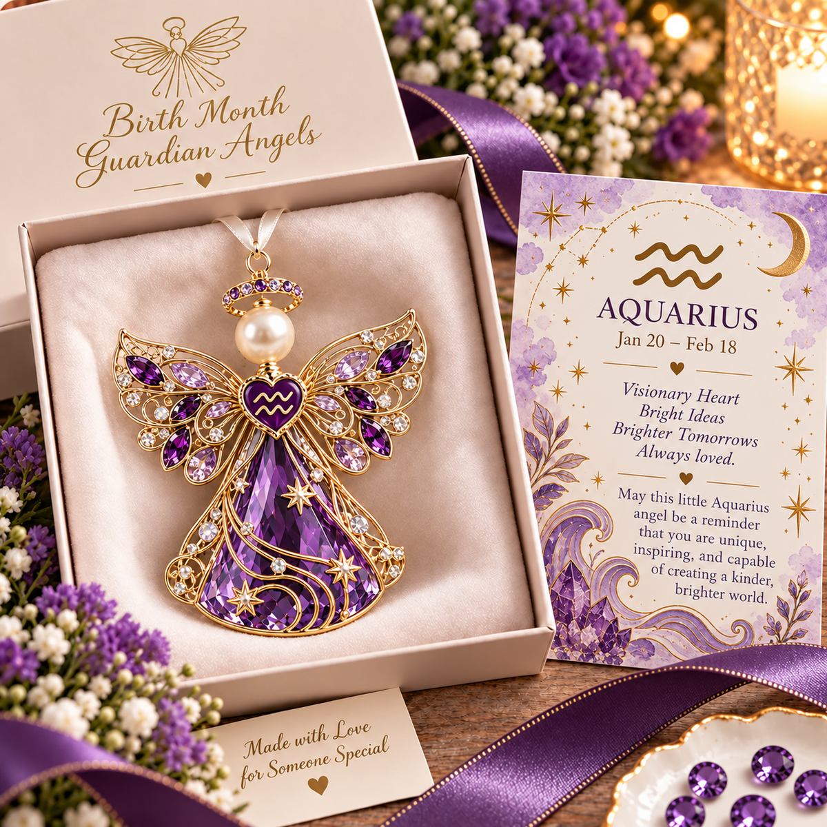 🌟Christmas Zodiac Birthstone Guardian Angel Card👼