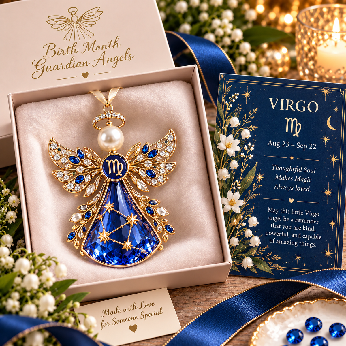 Jewel-toned guardian angel card