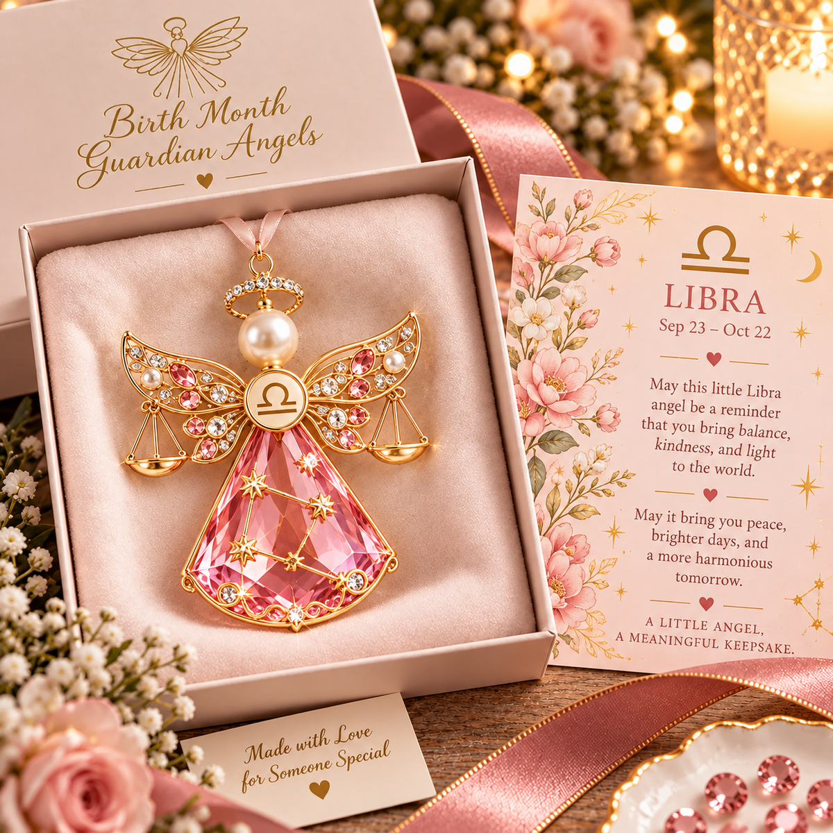 Zodiac guardian angel keepsake card close-up