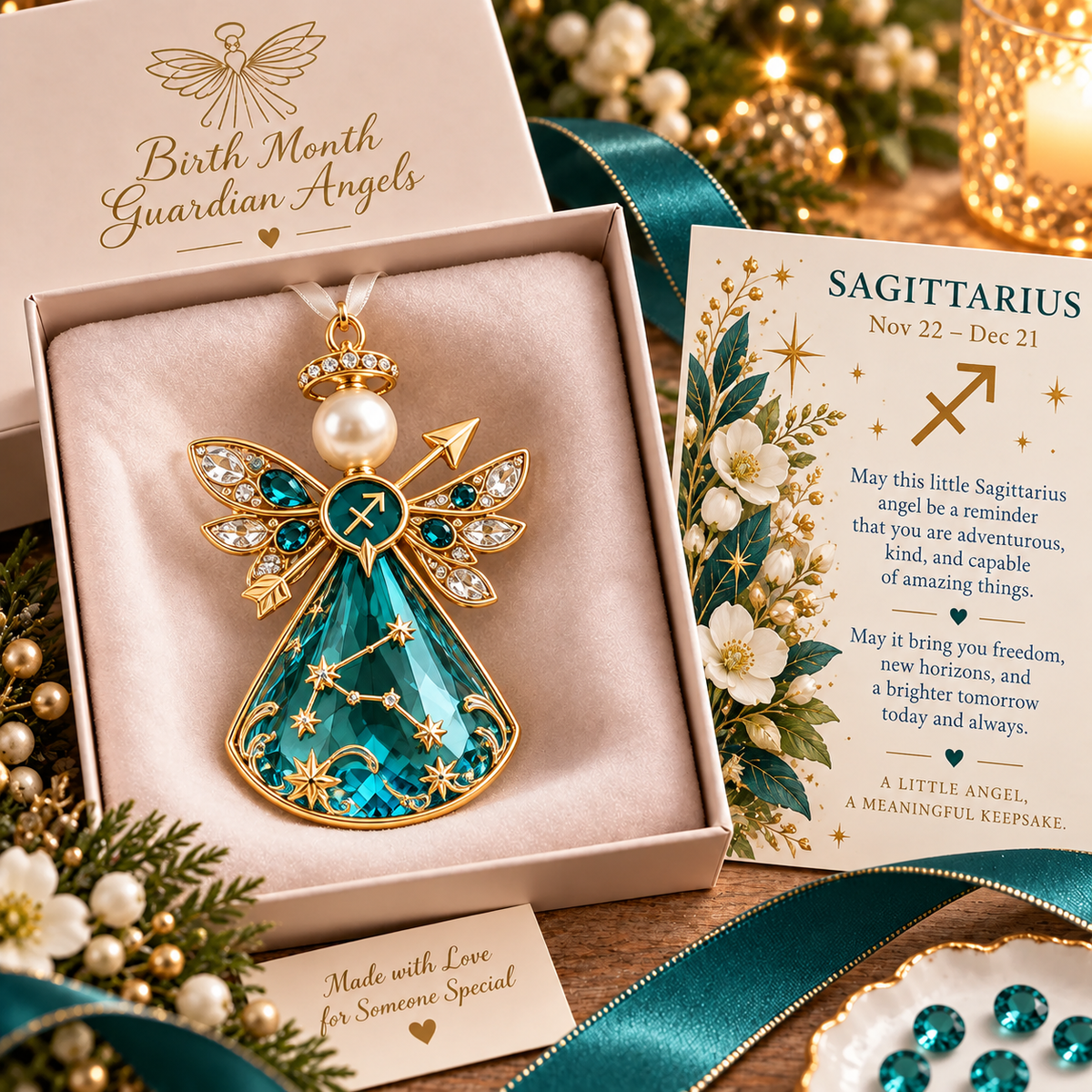 🌟Christmas Zodiac Birthstone Guardian Angel Card👼