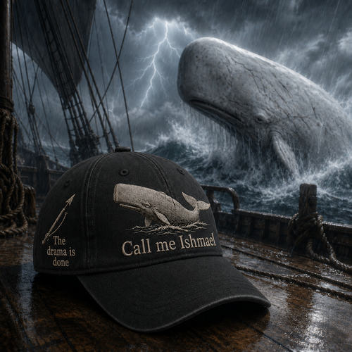⚓🐋 Call Me Ishmael MOBY-DICK Embroidered Vintage Cap
