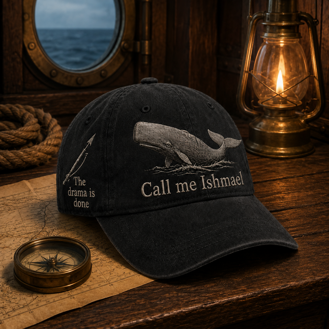 ⚓🐋 Call Me Ishmael MOBY-DICK Embroidered Vintage Cap