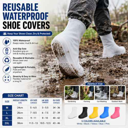 ⏰ LAST DAY 50% OFF-🌧️Heavy-Duty Non-Slip Reusable Waterproof Shoe Covers – Keep Shoes Clean & Dry