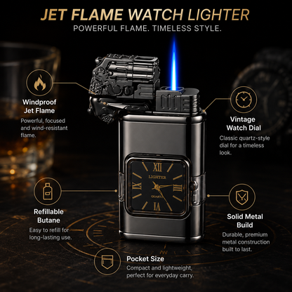 🔥Last Day 49% Off 🔥Windproof Lighter, Vintage Wrist Watch, Jet Flame Torch Lighter