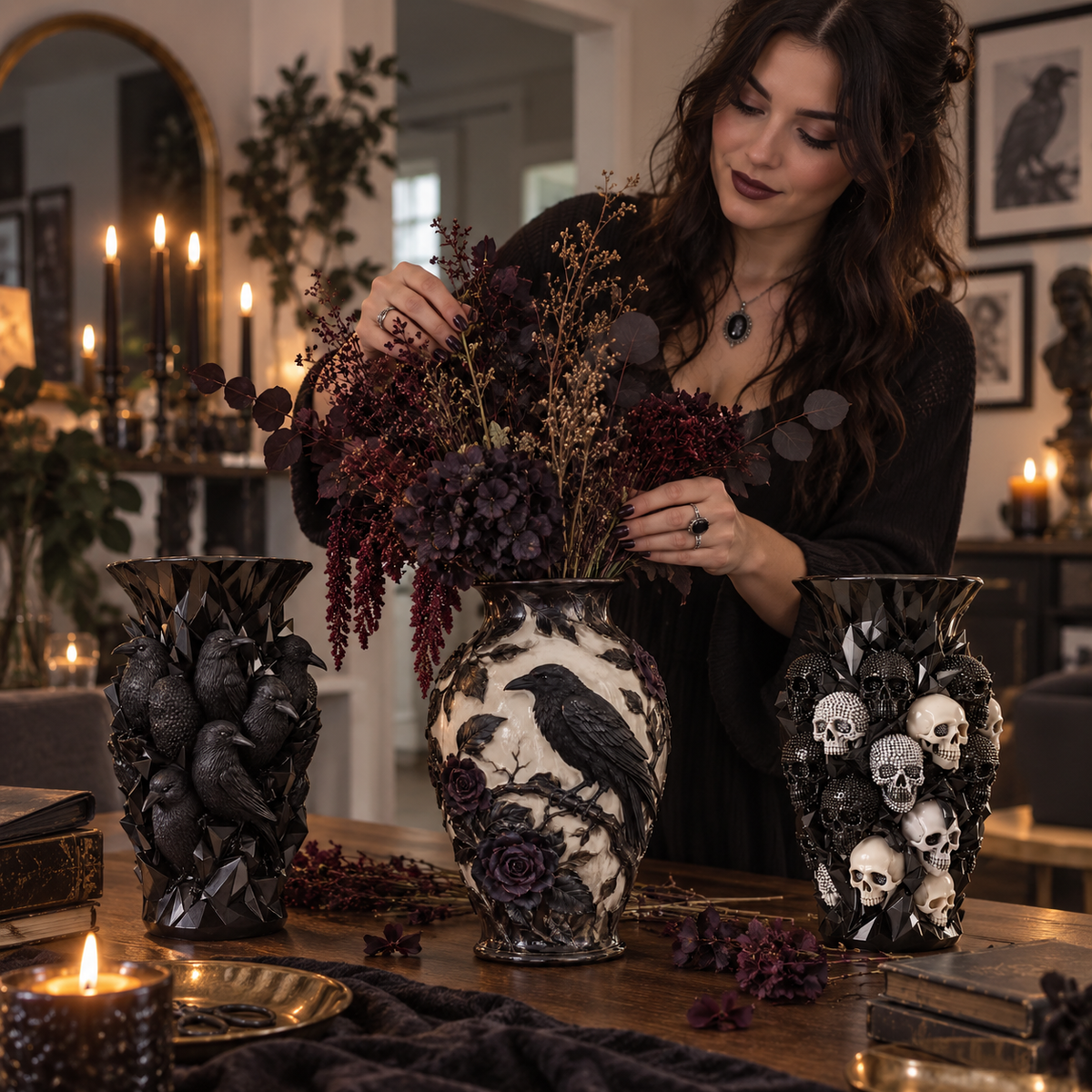 💀💎 Crystal Skull Vase – Where Darkness Meets Elegance ✨