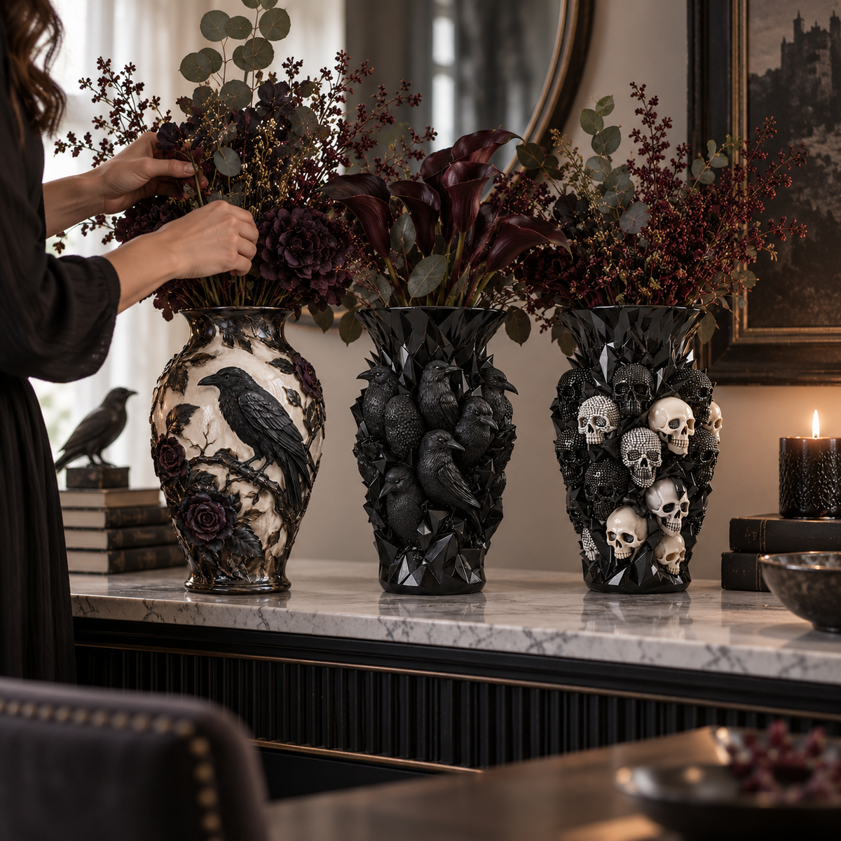 💀💎 Crystal Skull Vase – Where Darkness Meets Elegance ✨
