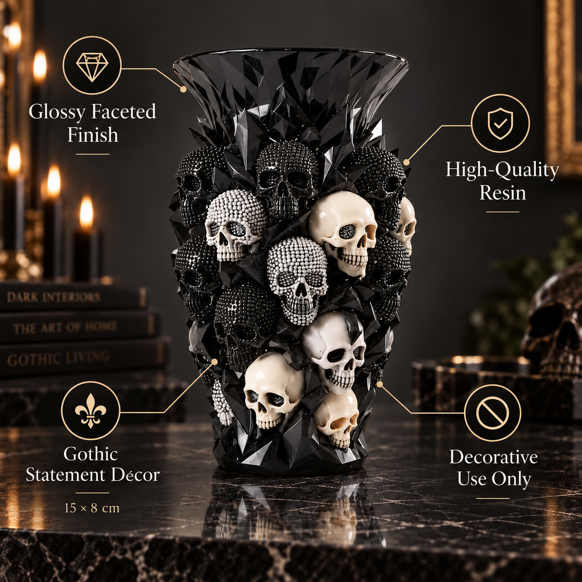 💀💎 Crystal Skull Vase – Where Darkness Meets Elegance ✨