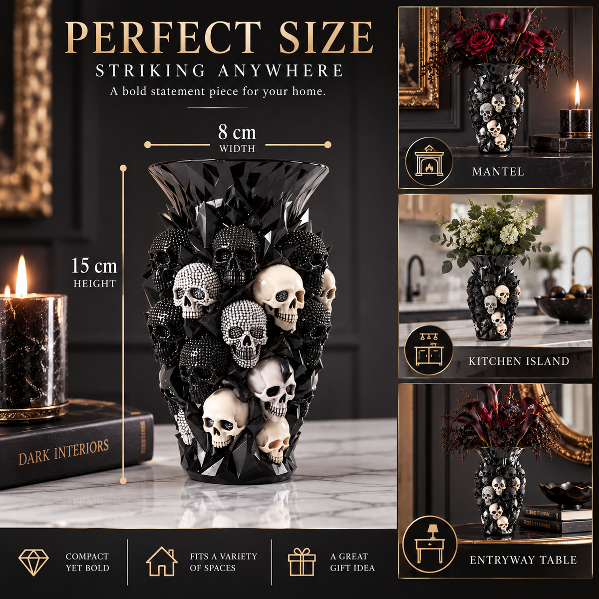 💀💎 Crystal Skull Vase – Where Darkness Meets Elegance ✨