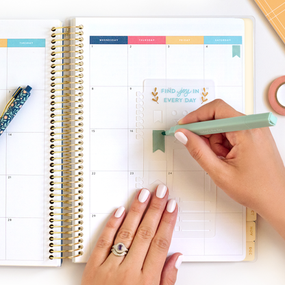 2027 blush home planner monthly page with stencil