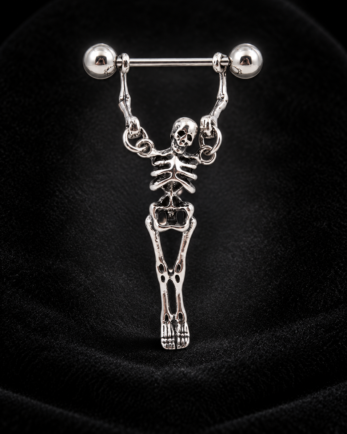 💀📌Gothic Skeleton Nipple Rings – Dangle Punk Body Jewelry Set