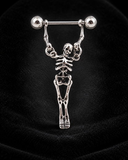 💀📌Gothic Skeleton Nipple Rings – Dangle Punk Body Jewelry Set