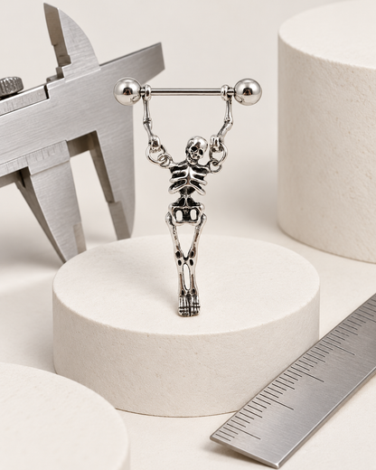💀📌Gothic Skeleton Nipple Rings – Dangle Punk Body Jewelry Set