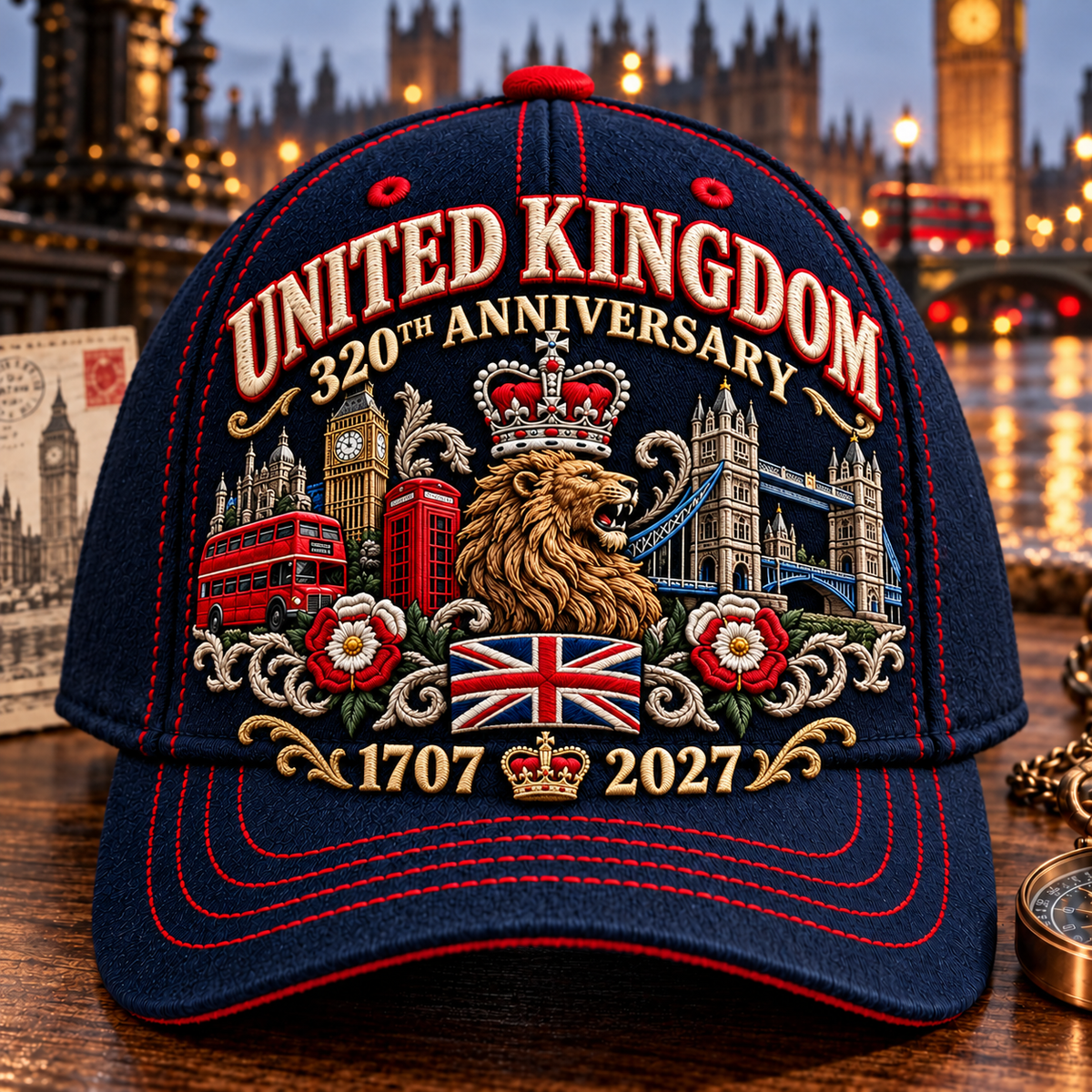 🔥LAST DAY 50% OFF - 👑United Kingdom 320th Anniversary 1707–2027 – Premium Embroidered Heritage Cap 100% Cotton