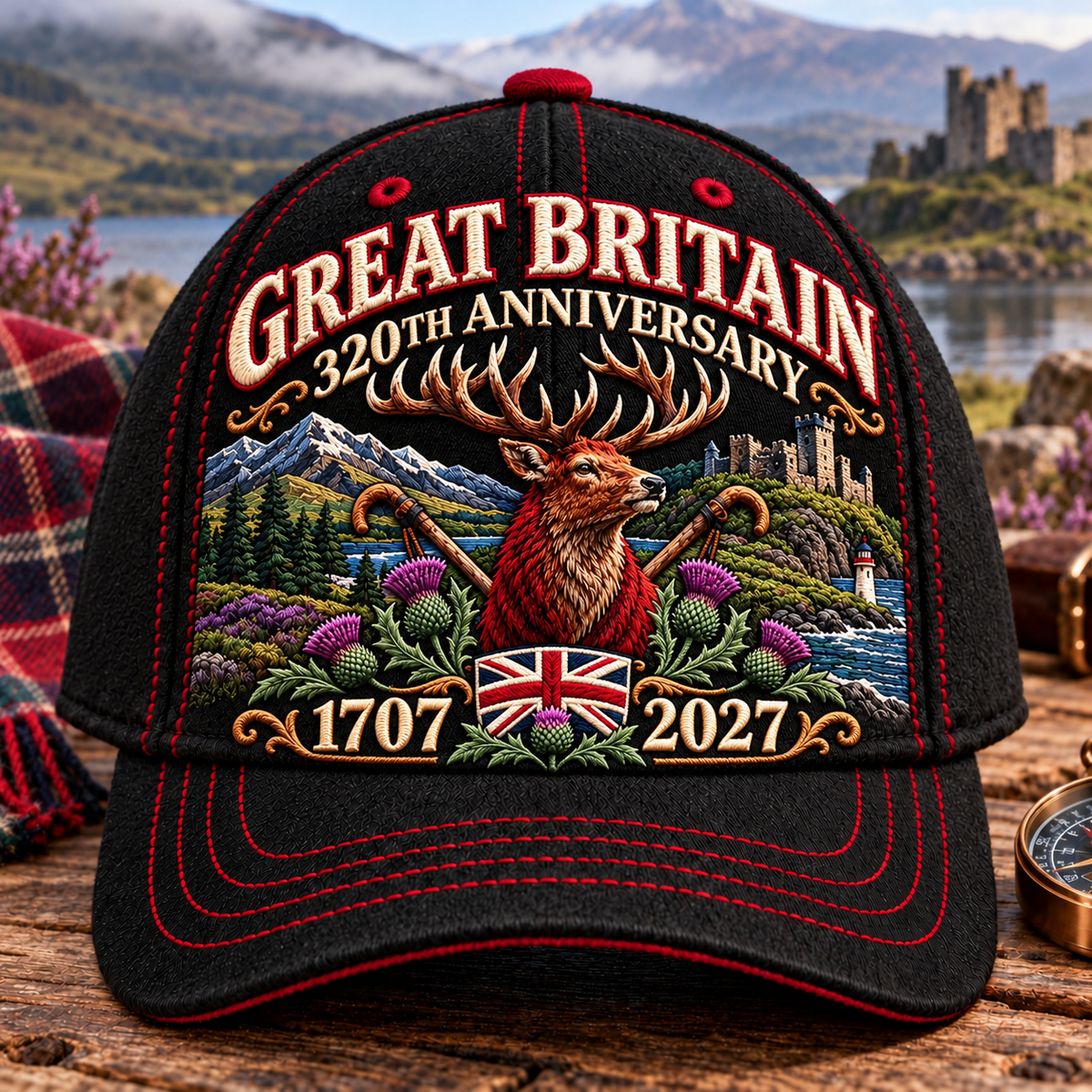 🔥LAST DAY 50% OFF - 👑United Kingdom 320th Anniversary 1707–2027 – Premium Embroidered Heritage Cap 100% Cotton