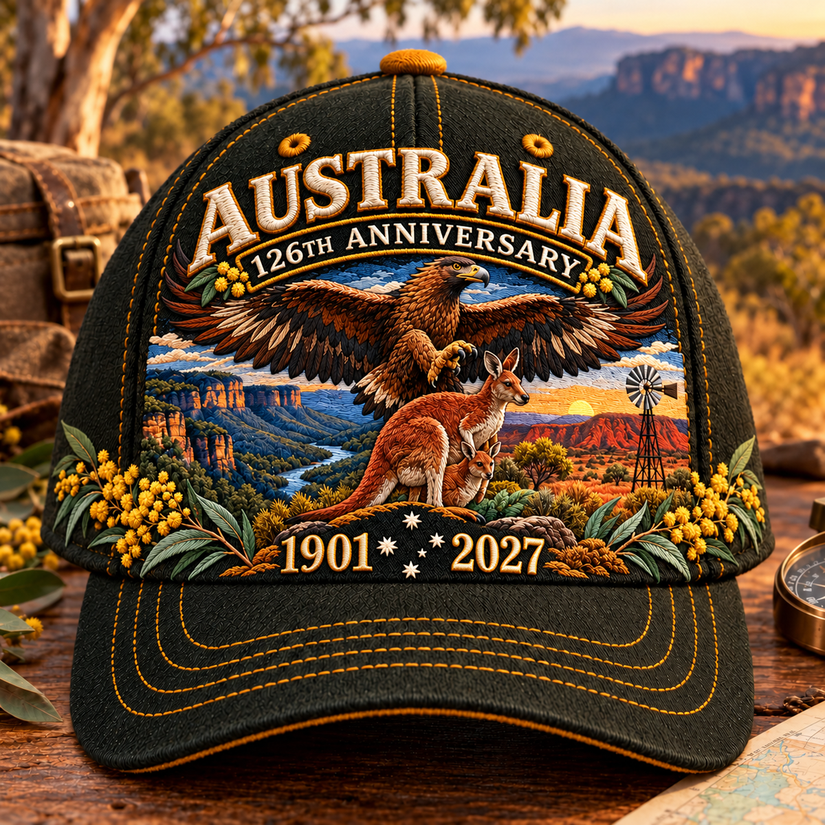 🔥LAST DAY 50% OFF - 🦘Australia 126th Anniversary 1901–2027 – Premium Embroidered Heritage Cap 100% Cotton