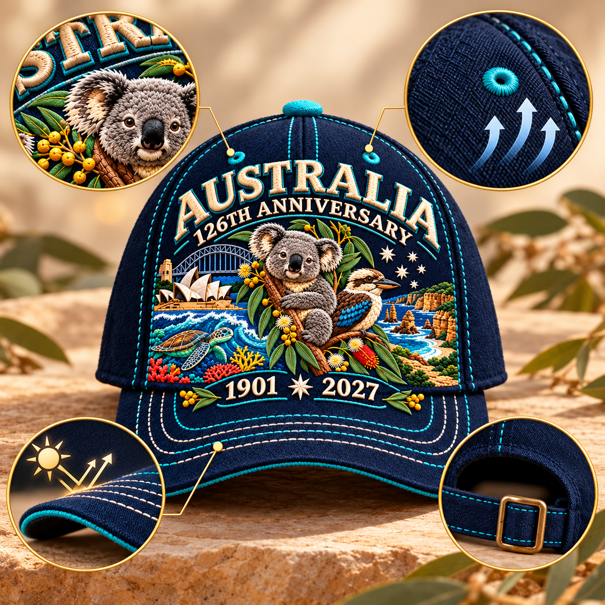 LAST DAY 50% OFF - 🦘Australia 126th Anniversary 1901–2027 – Premium Embroidered Heritage Cap 100% Cotton