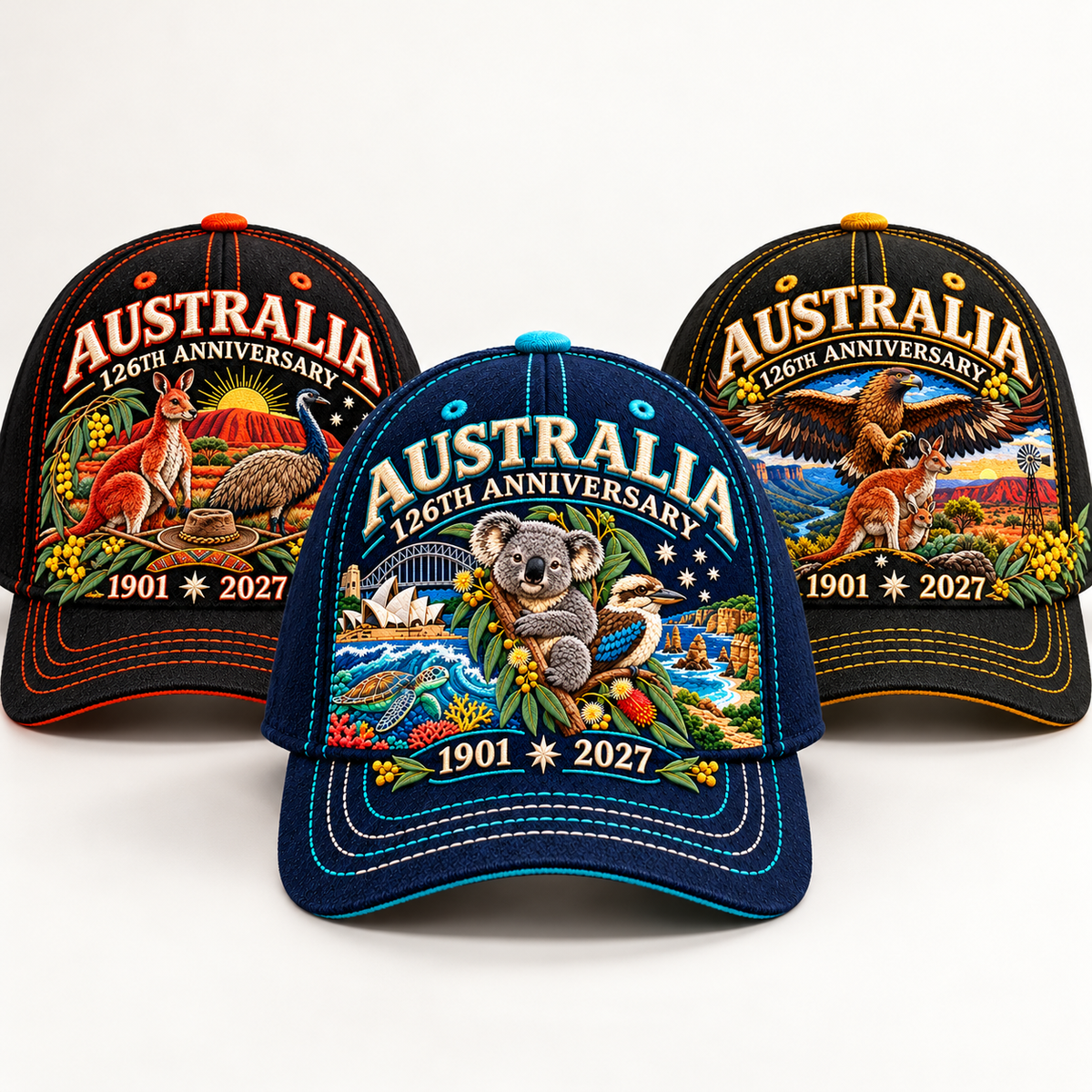 LAST DAY 50% OFF - 🦘Australia 126th Anniversary 1901–2027 – Premium Embroidered Heritage Cap 100% Cotton