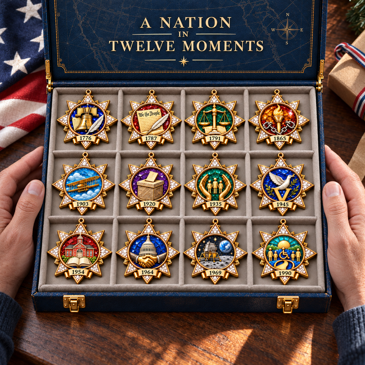 Complete twelve moments ornament collection in presentation case