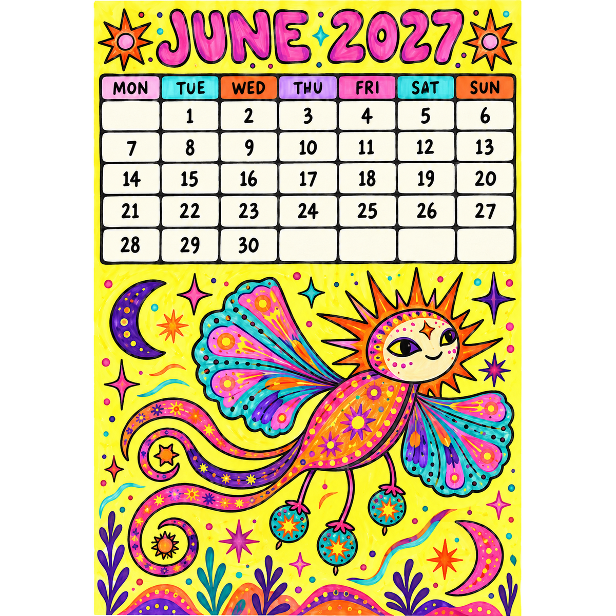 📅🎨2027 Whimsical Art Wall Calendar – 12-Month Fantasy Illustration Calendar