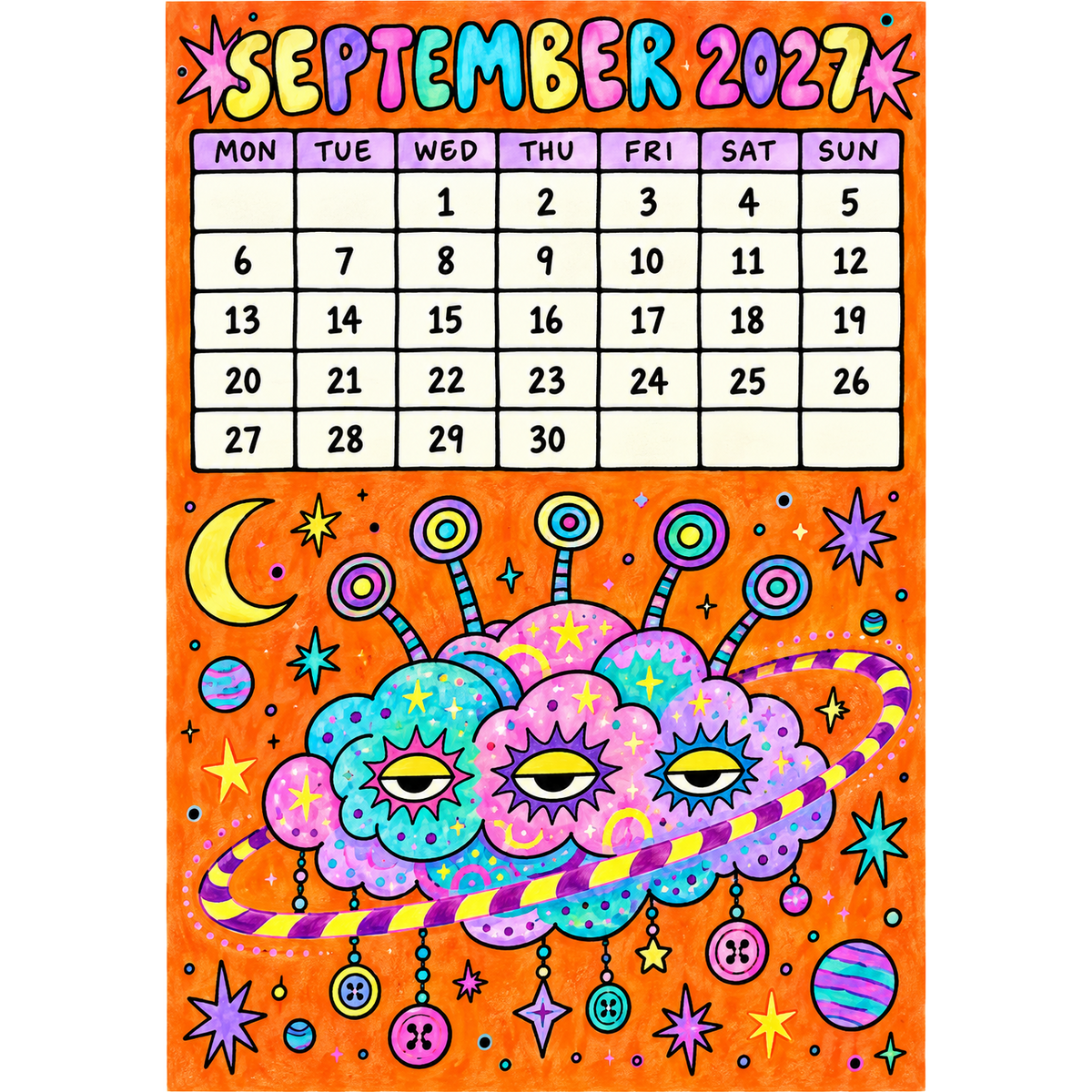 📅🎨2027 Whimsical Art Wall Calendar – 12-Month Fantasy Illustration Calendar