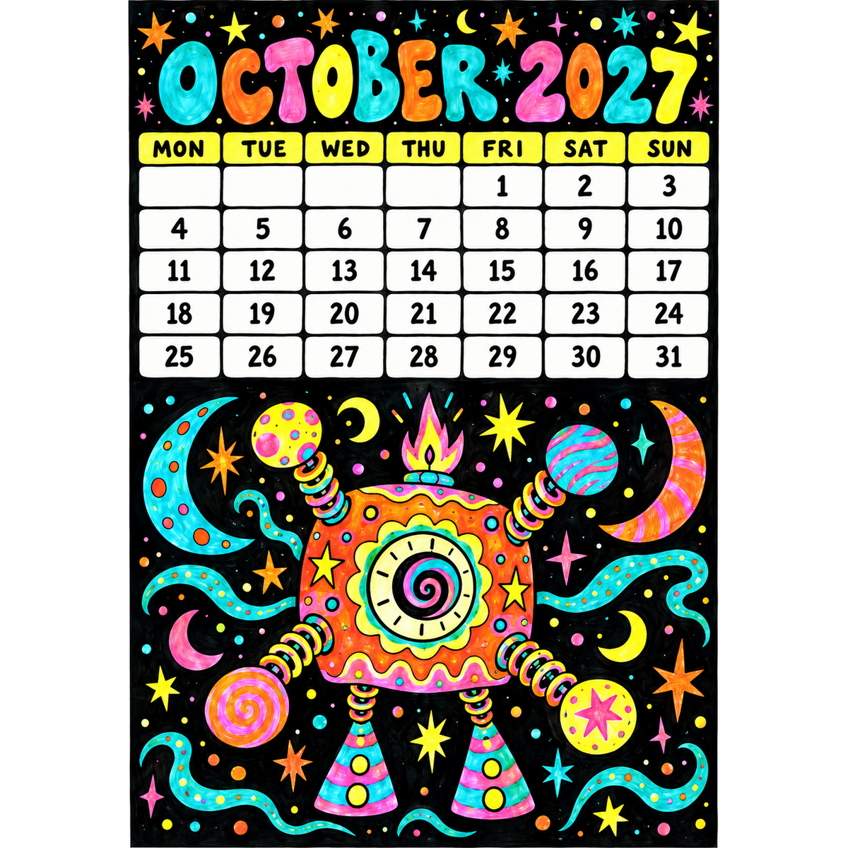 📅🎨2027 Whimsical Art Wall Calendar – 12-Month Fantasy Illustration Calendar