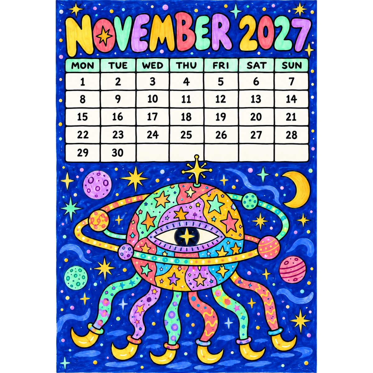 November 2027 calendar artwork