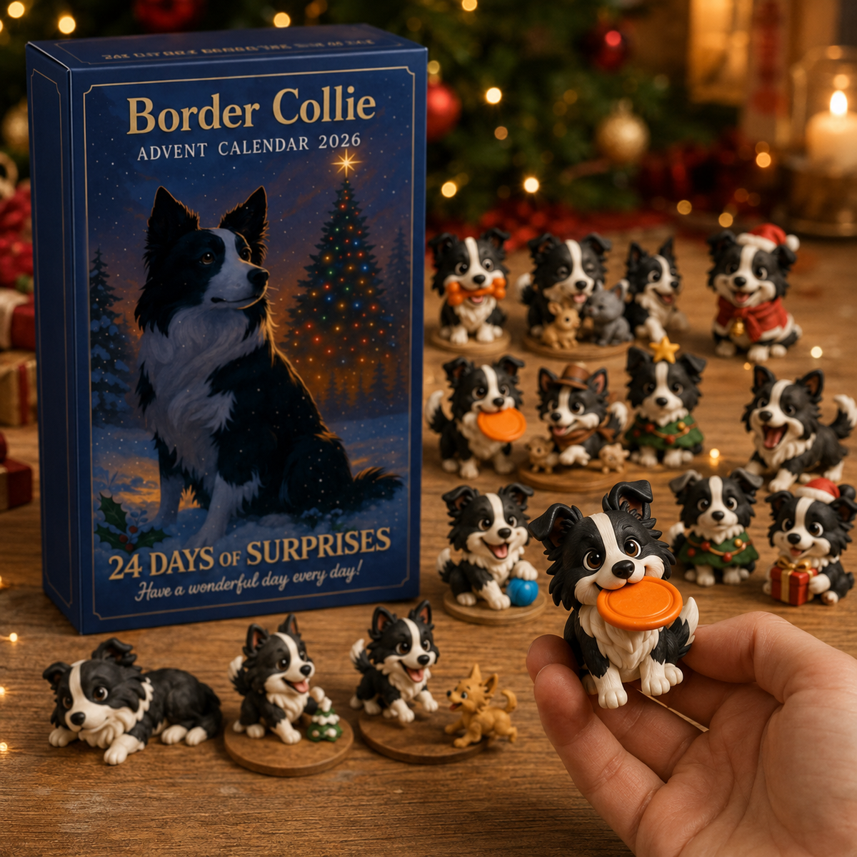 German Shepherd Advent Calendar characters displayed around the calendar box